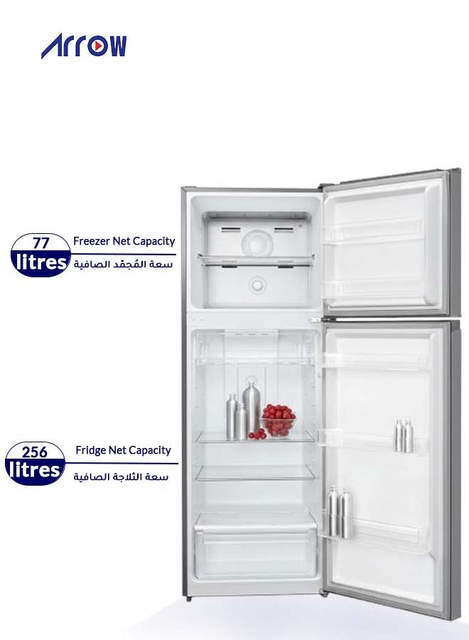 Arrow 333Liters,11.7 Cu.Ft, Double Door Refrigerator with 7 Years Compressor Warranty, No Frost, Airflow Cooling, Food Care Drawer, Interior Light, Electronic Temperature Control, silver color | Model Name: RO2-530NFS - Image 3